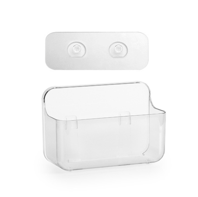 Wall Mount Plastic Storage Caddy Organizer Self Adhesive Non Drilling Basket - Hanging Bin Shelf for Bathroom, Kitchen