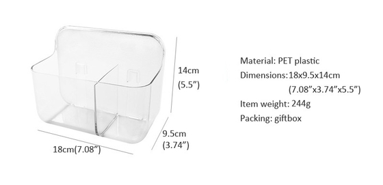 Wall Mount Plastic Storage Caddy Organizer Self Adhesive Non Drilling Basket Hanging Bin Shelf for Bathroom, Kitchen