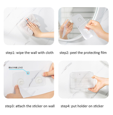 Wall Mount Plastic Storage Caddy Organizer Self Adhesive Non Drilling Basket Hanging Bin Shelf for Bathroom, Kitchen