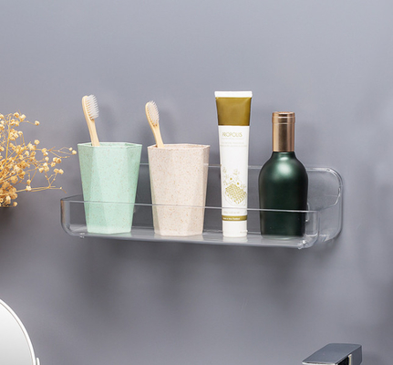 Wall Mount Plastic Storage Caddy Organizer Magic Sticker Non Drilling Basket Hanging Bin Shelf for Bathroom