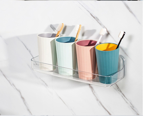 Wall Mount Plastic Storage Caddy Organizer Magic Sticker Non Drilling Basket Hanging Bin Shelf for Bathroom