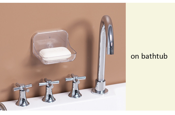 PET Plastic Soap Holder Self Adhesive Soap Dish Wall Mounted, Bar Soap Sponge Holder for Shower, Bathroom, Tub