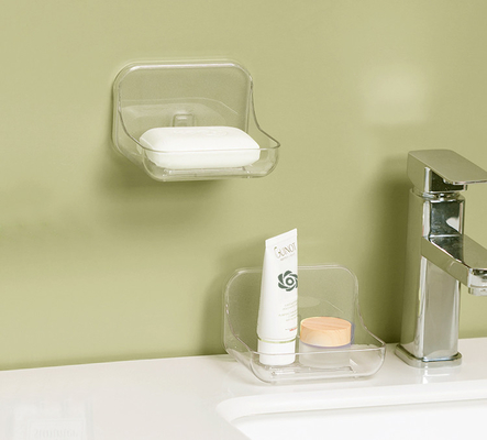 PET Plastic Soap Holder Self Adhesive Soap Dish Wall Mounted, Bar Soap Sponge Holder for Shower, Bathroom, Tub