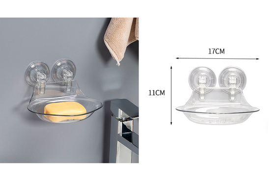 PET Plastic Soap Holder Self Adhesive Soap Dish Wall Mounted, Bar Soap Sponge Holder for Shower, Bathroom, Tub- Clear