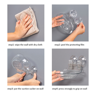 PET Plastic Soap Holder Self Adhesive Soap Dish Wall Mounted, Bar Soap Sponge Holder for Shower, Bathroom, Tub- Clear