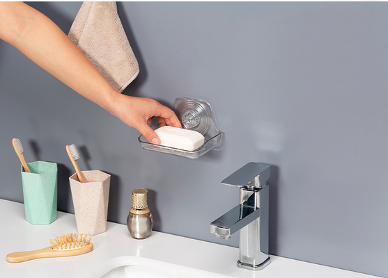 Plastic Soap Dish Holder Self Adhesive Soap Dish Wall Mounted, Bar Soap Sponge Holder for Shower, Bathroom, Tub