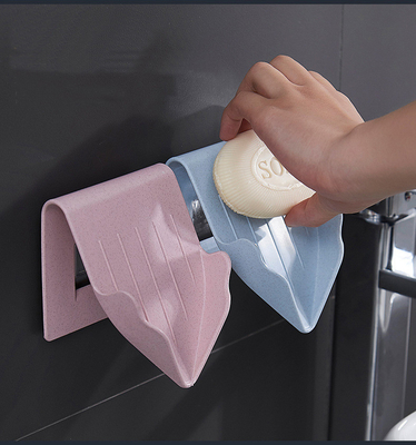 Waterfall Soap Dish Stand Soap Holder Wall Mounted Soap Tray Self-Adhesive Waterfall Drain Dish Cup Space Saving