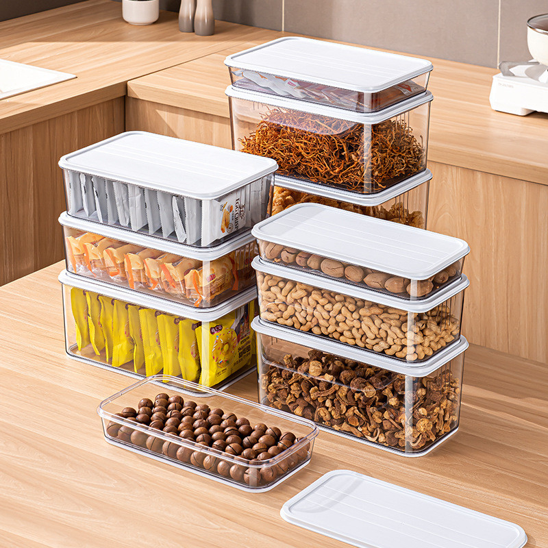 Plastic Storage Bins with lid Clear Pantry Organizer Box Bin Containers for Organizing Household items