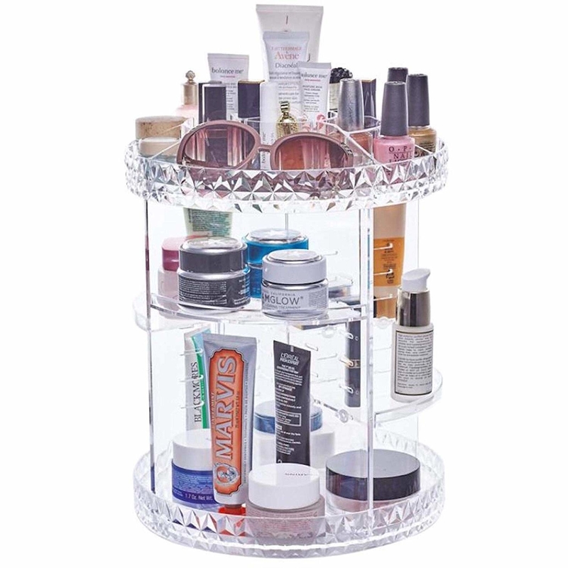 Plus size 360-degree rotating adjustable multi-function makeup storage organizer large capacity cosmetic storage rack