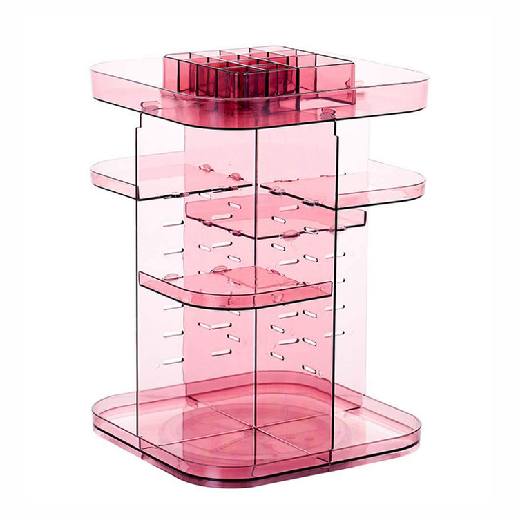 Four layers non-folding cosmetics rack standing type 360 degree rotation makeup organizer
