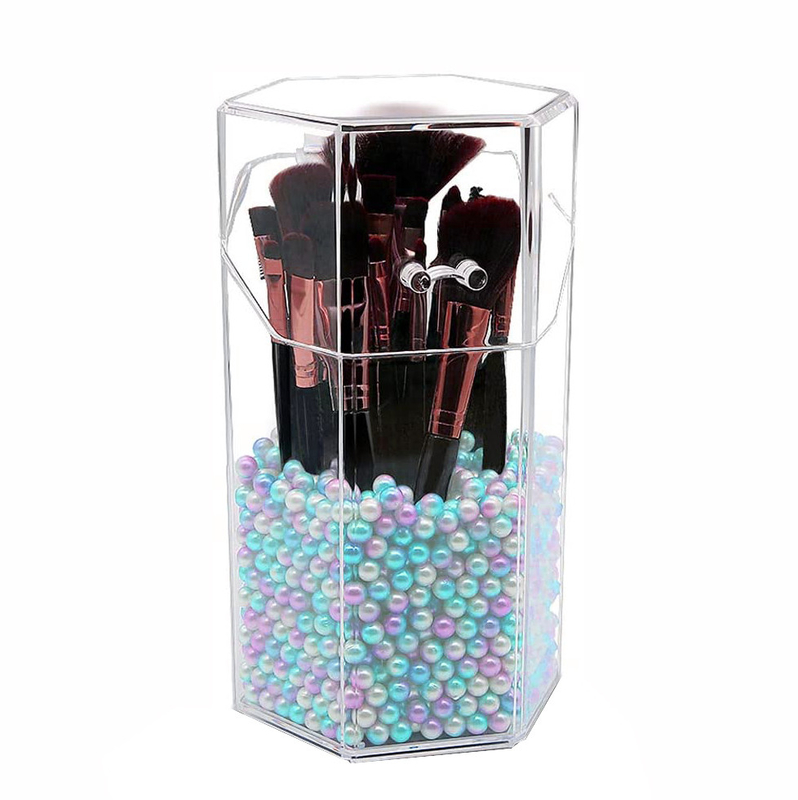 Makeup Brush Holder Dustproof Comestic Brushes Organizer Storage, Hexagon Shaped/Protect Brushes