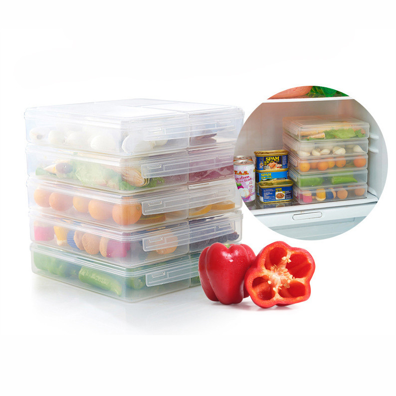Food Storage Container with Lid 3 Compartments Stackable Portable Freezer Storage Containers