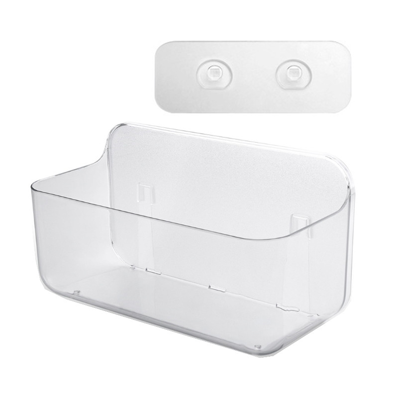 Wall Mount Plastic Home Storage Organizer Holder Non Drilling Basket - Hanging Bin Shelf for Bathroom, Kitchen, Pantry